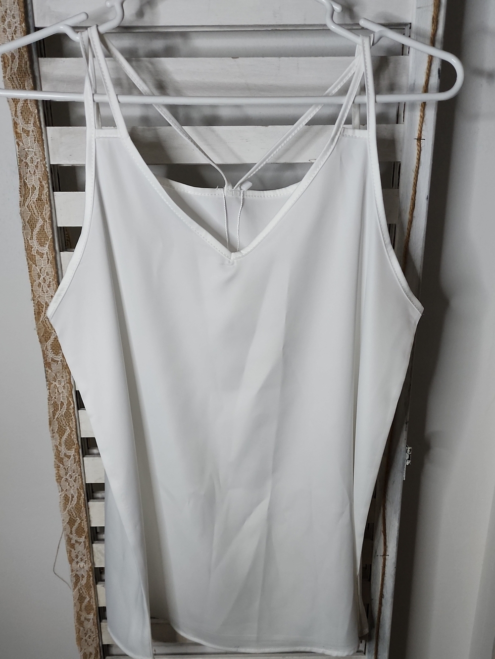 White Strappy V-Neck Women's Tank Top